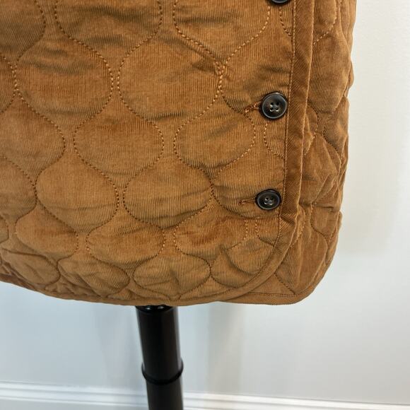 Madewell Brown Quilted Corduroy Button Wrap Skirt Size 14 Boho Short Pockets - Picture 5 of 11